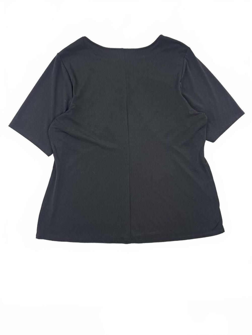 Bold Elements Black Cut to Curve V Neck Top with Strap and Ring Detail - Picture 3 of 8
